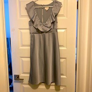 J. Crew Ruffled Pleated Elegant Silver Gray Cocktail Bridesmaid Dress 6 Small S